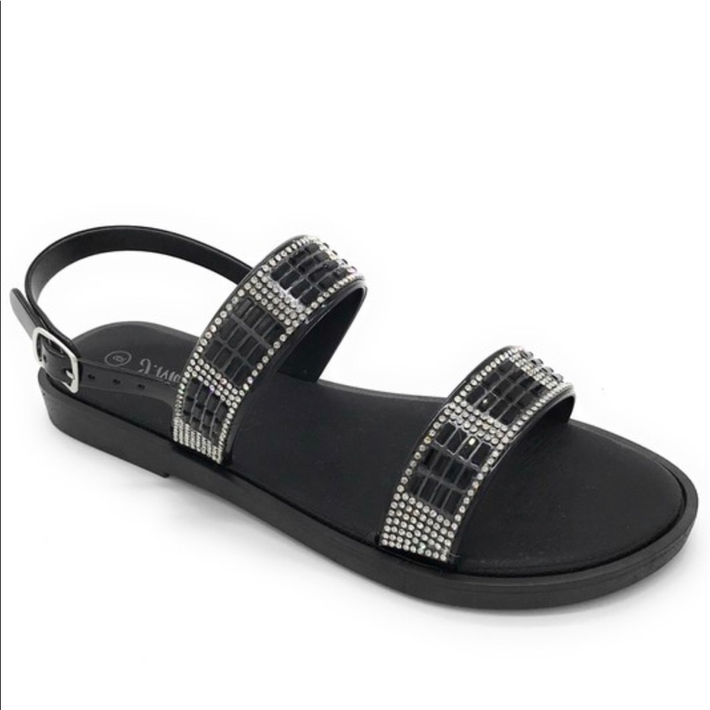 NEW BLACK/SILVER SANDALS